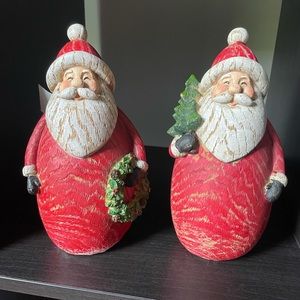 Jolly Wooden Santa Clause Statues Christmas